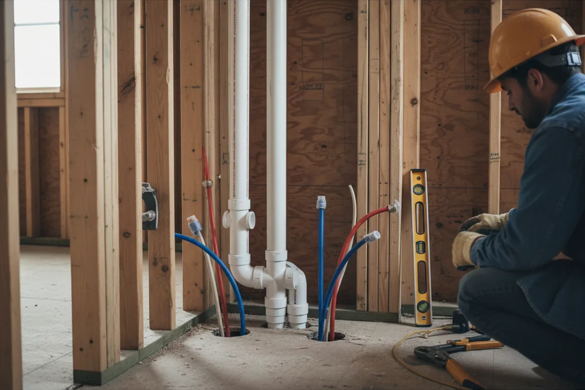 Drain and supply rough-in during Leak Detection in Summerland