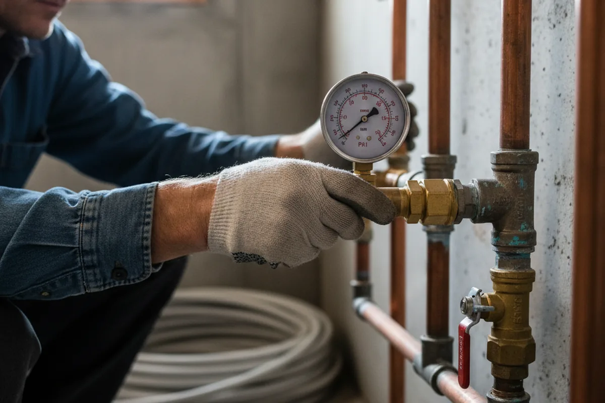 Pressure testing a repaired line during Water Line Repair in Summerland